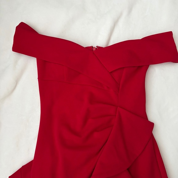 Lulus Red Off-Shoulder Dress with Ruffle Slit - Picture 3 of 5